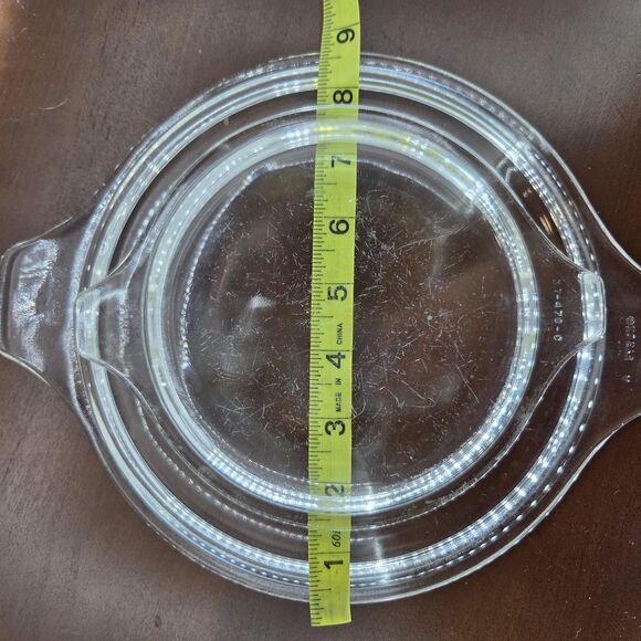 Pyrex Glass Casserole Replacement Lids Lot Of 2 Clear Round 475-C31 With Handles - Picture 7 of 9